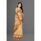 Women's Net Saree With Blouse (Chiku, 5-6Mtrs)