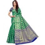 Women's Jacquard Woven Saree With Unstitched Blouse 5.5Mtr (Green)