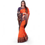 Women's Silk Blend Woven Saree With Unstitched Blouse 5.5Mtr (Orange)