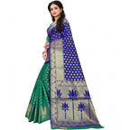 Women's Jacquard Woven Saree With Unstitched Blouse 5.5Mtr (Green)