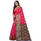 Women's Silk Blend Woven Saree With Unstitched Blouse 5.5Mtr (Multicolor)