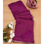 Women's Vichitra Silk Striped Saree With Unstitched Blouse 5.5Mtr (Purple)