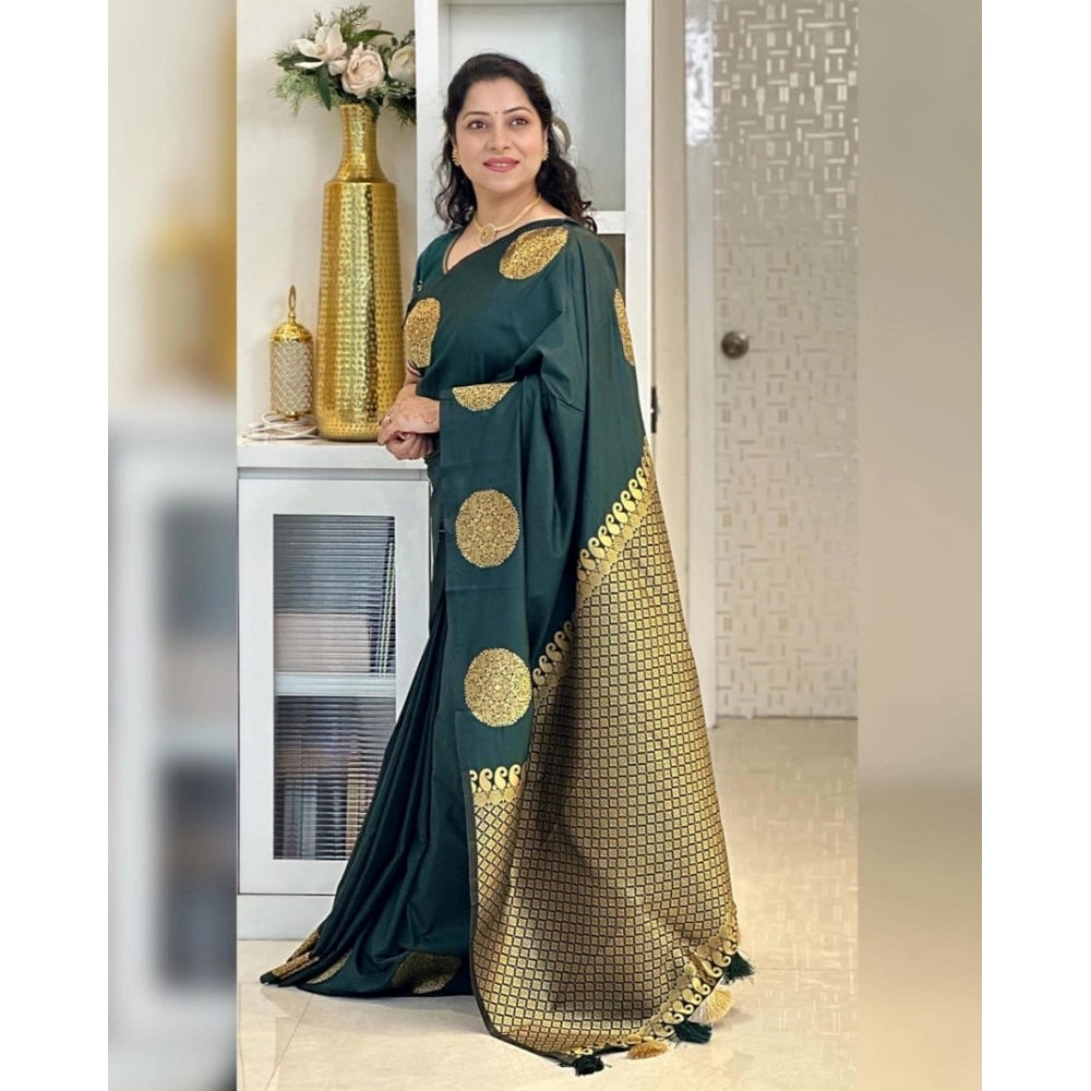 Women's Silk Printed Saree With Unstitched Blouse 5.5Mtr (Green)