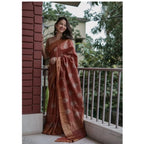 Women's Silk Printed Saree With Unstitched Blouse 5.5Mtr (Maroon)