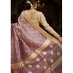 Women's Cotton  Printed Saree With Unstitched Blouse 5.5Mtr (Rose Gold)