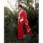 Women's Cotton  Printed Saree With Unstitched Blouse 5.5Mtr (Red)