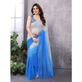 Women's Small Lace Georgette Solid Ready-to-Wear Saree With Unstitched Blouse 5.5 Mtr (Grey-Blue)