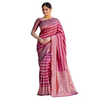 Women's Silk Printed Saree With Unstitched Blouse 5.5Mtr (Pink)