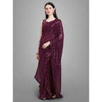 Women's Georgette Embellished Sequnece Bollywood Saree With Unstitched Blouse 5.5Mtr (Purple)