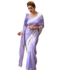 Women's Cotton  Printed Saree With Unstitched Blouse 5.5Mtr (Lavender)