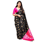 Women's Silk Printed Saree With Unstitched Blouse 5.5Mtr (Pink)
