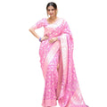 Women's Silk Printed Saree With Unstitched Blouse 5.5Mtr (Pink)