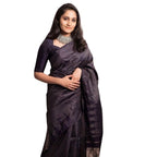 Women's Silk Printed Saree With Unstitched Blouse 5.5Mtr (Black)