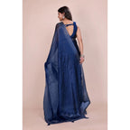 Women's Jimmy choo Embellished Bollywood Saree With Unstitched Blouse 5.5Mtr (Blue)