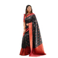 Women's Litchi silk Printed Saree With Unstitched Blouse (Grey)