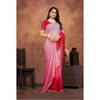 Women's Chiffon Embroidred Saree With Unstitched Blouse 5.5Mtr (Pink)