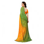 Women's Georgette Printed Saree With Unstitched Blouse 5.5Mtr (Green)