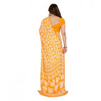 Women's Georgette Printed Saree With Unstitched Blouse 5.5Mtr (Yellow)